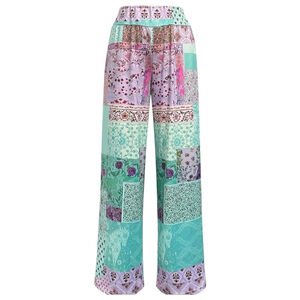 Floral Patchwork Pull On Pants Size Large 8/10